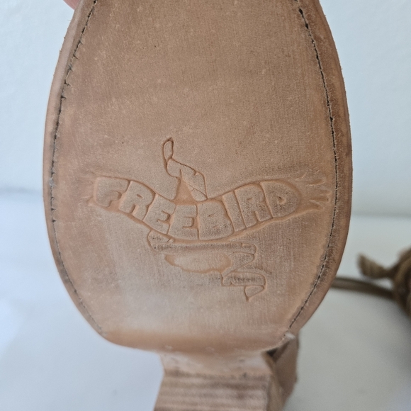 Freebird Ghost Steven Sandals Size 8 Tan Leather Side Zip Closure Handmade Boho - Picture 15 of 16